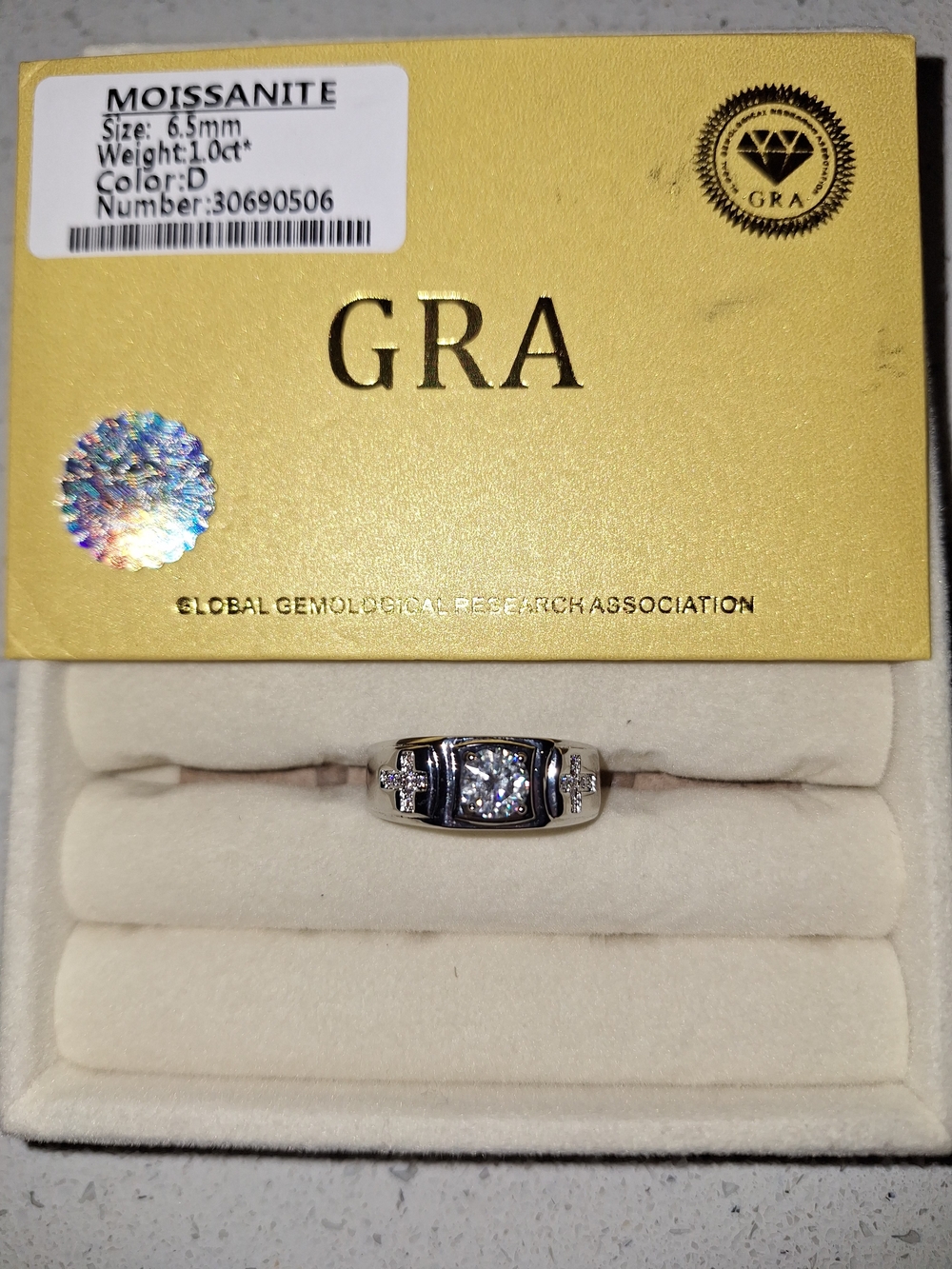 Men’s Moissanite Solitaire Ring in White 1.0 CT Size 12